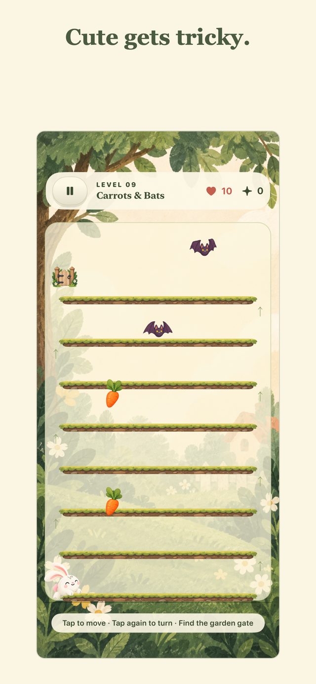Go Bunny rebuilt: a level in progress with creatures to avoid along the rows
